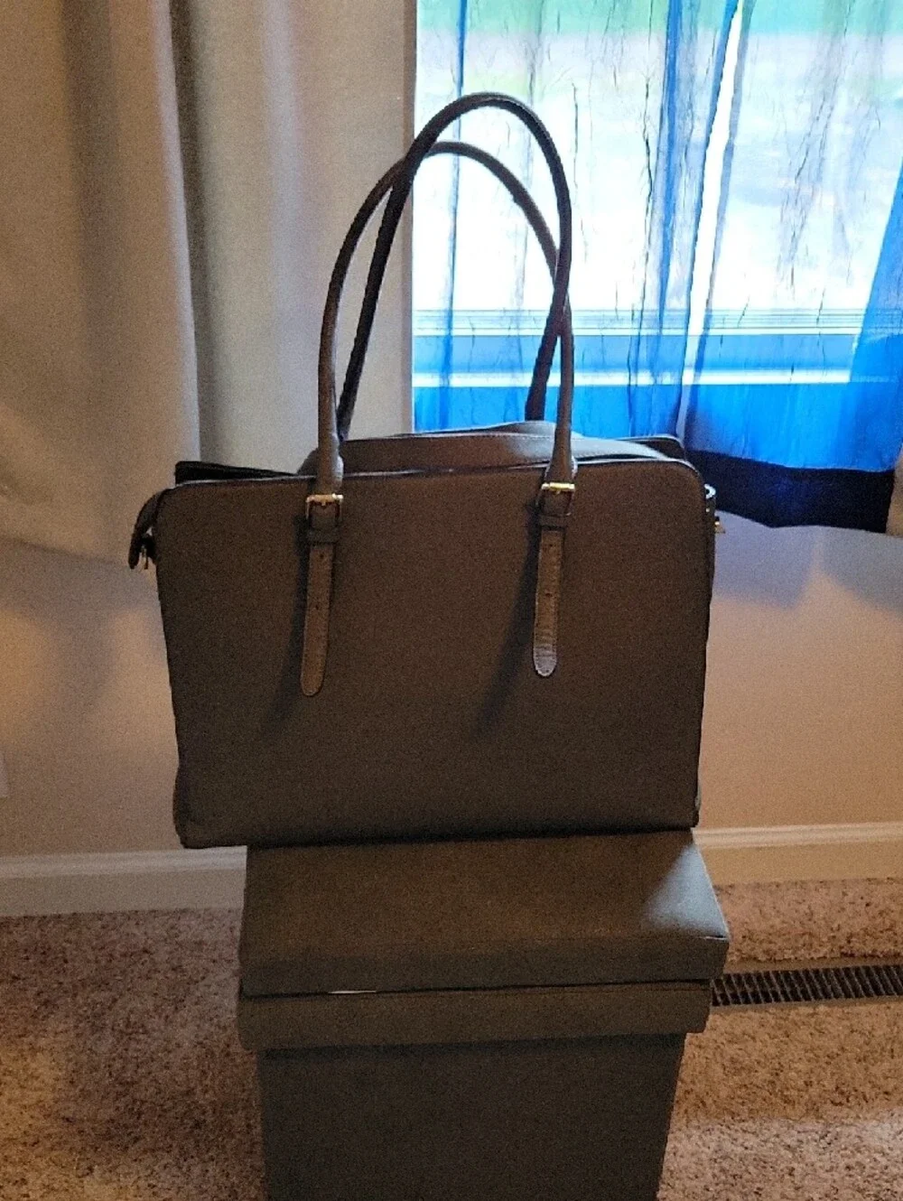 Structured Tote/Laptop Bag with Gold Hardware